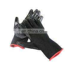 Wholesale Custom Logo Knitted Anti Cut Protective Safety Gloves Black Nitrile Coated Labor Gloves for Gardening thumbnail-5