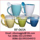 Zibo Made Belly Shape Children Daily Used Porcelain Custom Water Mug With Spoon for Gift thumbnail-1