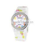Hot Silicone Watch , Diamond Geneva Quartz Watch Water Resistant thumbnail-6