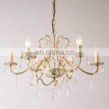 European Style Simple Retro Iron Wedding Hall Ceiling Crystal Warm Light Chandelier Dining Room Light Living Room Light Wedding thumbnail-2