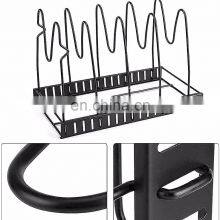 Pot Pan Rack Organizer Adjustable 5 Tier Pans Lid Organizer Rack Holder Heavy Duty Black Pot Lid Holders for Cookware thumbnail-4