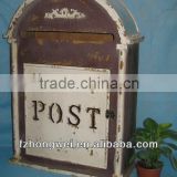 Hongwei Handmade Antique Vintage Whie&Brown Wooden Mailbox/Letter Box/Post Box for Home&Garden Decor,Wall Mounted,High Quality