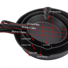 3 Pieces Preseasoned Cast Iron Nonstick Bbq Grill Pan Portable Fry Pan Set