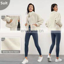 Winter Polar Fleece Jackets Women Full Zipper Custom Logo Outdoors Sportswear With Side Pockets thumbnail-4