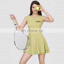 New Style Fashion Sleeveless Naked Workout Sports Golf Tennis Wear One Piece Dress Fitness Gym Activewear Clothing For Women thumbnail-1