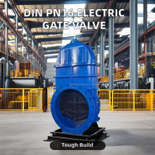 DIN Elektromotorisch betriebenes Schieberventil aus WCB-Gussstahl mit Flansch und elastischem Sitz, elektrisches Schieberventil mit Aktuator, große Nennweite thumbnail-6