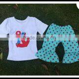 Silver Anchor Sticker Shorts Outfits Summer Custom Baby Girls Handmade Smocked July 4th Design Clothing Sets thumbnail-3