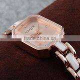 2015 Brand New style square shaped jewellery watch rose gold fancy lady wrist watch chain LD064