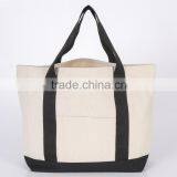 Open Top Style Cotton Canvas Shopping Bags, Bottom,no Side Shape ,with Reinforcement Handle thumbnail-1
