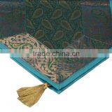 Indian Silk Table Runner With 6 Place Mats & 6 Coaster in Turquoise Color Size 16*62 thumbnail-3