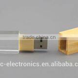 New Model Eco Friendly Wooden Material Transparent 3D Laser Engraving Logo Crystal Usb Flash Drive With Gift Box Set Supplier's Choice