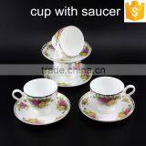 With Flower Decal Round Shape Porcelain Cup 200ml Bone China Coffee Cup With Saucer thumbnail-2