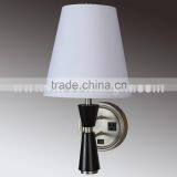 UL CUL Listed Black And Brushed Nickel Bedroom Single Wall Lamp Hotel Room Lighting With Outlet W20140