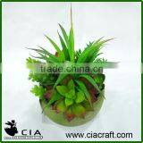 Hot Artificial Mixed Potted Plants Arangement in Concrete Barrel Pot thumbnail-1