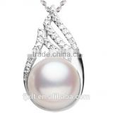 9-10mm the silver plated platinum AAAA grade pearl flame pendant necklace