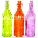 1 Liter Round Colored Clip Lid Wholesale Glass Juice Bottles