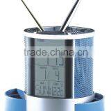 MANUFACTURER Promotion Gift Multifunction Reticula Digital Penholder With Clock