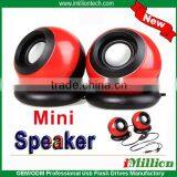 2Pcs Red Mini Speaker Stereo USB Speaker MP3 Amplifier