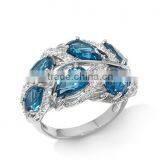 Colleen Lopez 4.28ct London Blue Topaz and White Topaz Sterling Silver "Leaf" Ring thumbnail-1