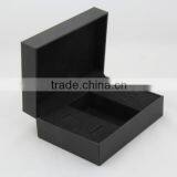 Custom Made Black Leather Gift Packaging Box With Embossing Logo , Accept OEM / ODM Order
