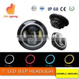 auto parts led lights 45w 7inch round led jeep wrangler headlamps with angel eyes