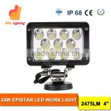 Auto parts 33W Square Tractor Led Working Lamp 4 inch Led Flood spot Beam Work light for truck snowmobiles
