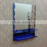 2 face double layer wall mounted bathroom cheaper waved blue shelf mirror with lamp