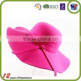 High Quality Pure Colour Design Wool Cap Felt Sombrero Hats With Silk Ribbon thumbnail-5