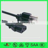 UL approval US standard NEMA 5-15P to wire lead ac power cord with plug and IEC C13