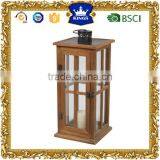 Hot selling brown LED candle wooden lantern for outdoor decor