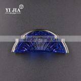 Light Blue Half Round Brushed Satin Nickel Glass Knob thumbnail-3