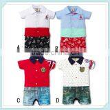 High Quality Children Jumpsuit Short Sleeve Imitation Cowboy Gentleman Rompers Toddle Kid Summer Baby Rompers Baby Clothing thumbnail-1