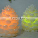 3.25" White Battery Operated Flameless LED Lighted Flickering Pine Cone Christmas Candle thumbnail-3