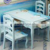 Mediterranean Style Dining Set, Sailing Boat Handpainting Dining Table With 4 Chairs, Wooden Dining Room Furniture (BF01-X1154) thumbnail-2