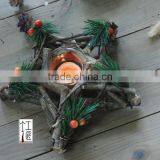 Vintage Chic Wooden Wicker Candle Holder Light Holder Christmas thumbnail-2