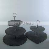 Wholesale Natural Stone 2 Tier and 3 Tier Slate Cake Stand With Rough Edge thumbnail-6