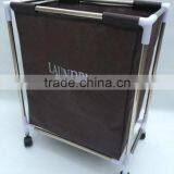 Store More Dark Brown Rolling Convenient Laundry Cart With Wheels thumbnail-1