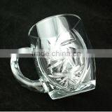 Embossed Flower Logo Glass Mug Transparent Glass Mug Cheap Glass Mug thumbnail-1
