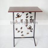 RH-4719 Hammered Wood Top Aviary Wrought Iron Metal Console Table thumbnail-3