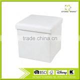 Red Faux Leather Storage Ottoman Cube Portable Foot Rest Stool thumbnail-2