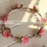 Factory Directly Little Artificial Flower Head Wreath Fabric Rose Flower/leaf Wreath thumbnail-3