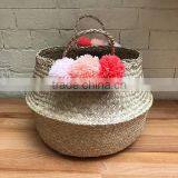 Small Pompom Seagrass Belly Basket thumbnail-2