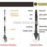 Pick Multifunction Tool Folding Steel Shovel With Tactical Knife Warning Whistle Camping Survival Kit thumbnail-5