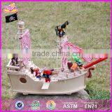2017 New Design Funny Children Wooden Pirate Ship Toy for Sale W03B061 thumbnail-5