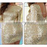Long Sleeve One-piece With Full Sequin Tight Dress Bodycon Midi Pron Dress 2016 thumbnail-6