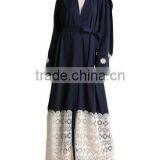 Latest Burqa Designs Pictures New Model Dubai Clothing Long Sleeve Lace Patched Appliques Loose Maxi Long Abaya thumbnail-1