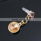 Mobile Dust Plug High Quality Crystal Ear Plug for Cell Phone Gold Dust Plug Mobile Decoration Accessories thumbnail-1