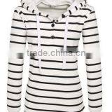 Ladies Women Casual Hooded Long Sleeve Striped Pullover Hoodies With Fleece thumbnail-3