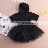 Summer One-piece Girl Child Dress Short Sleeve Lace Black Tutu Dress For Girl 2-7T thumbnail-5