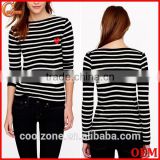 Regular fit long sleeve stripe print sweater daily women sweater